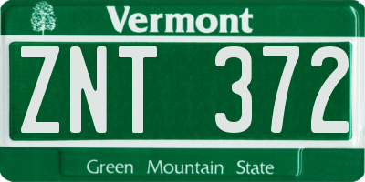 VT license plate ZNT372