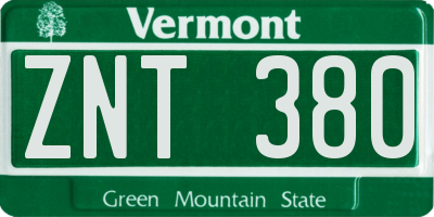 VT license plate ZNT380