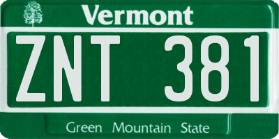 VT license plate ZNT381