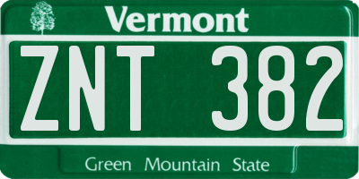VT license plate ZNT382
