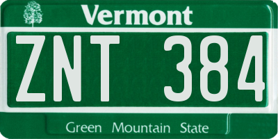 VT license plate ZNT384