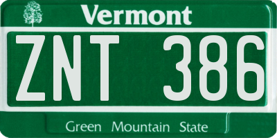 VT license plate ZNT386