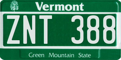 VT license plate ZNT388