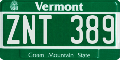 VT license plate ZNT389