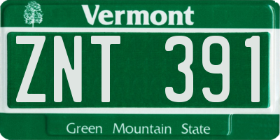 VT license plate ZNT391