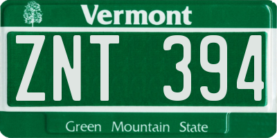 VT license plate ZNT394