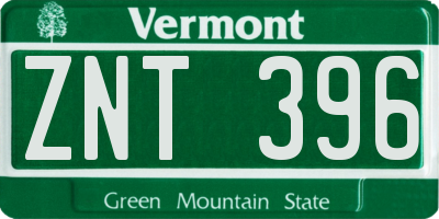 VT license plate ZNT396