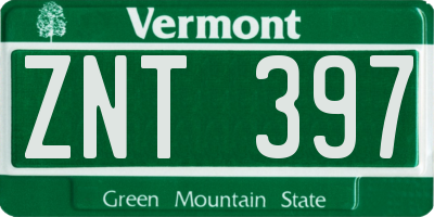 VT license plate ZNT397