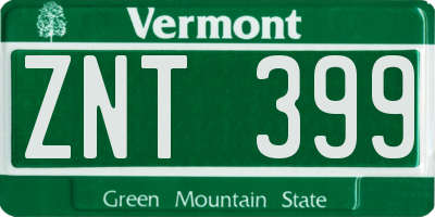 VT license plate ZNT399