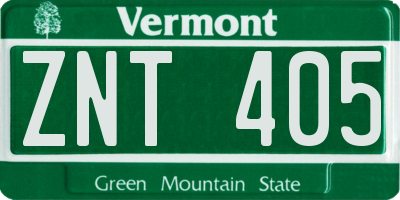 VT license plate ZNT405