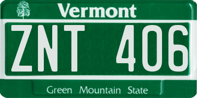 VT license plate ZNT406