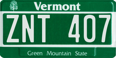 VT license plate ZNT407