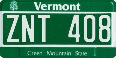 VT license plate ZNT408