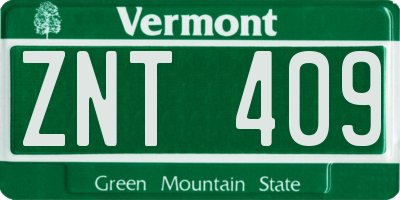 VT license plate ZNT409