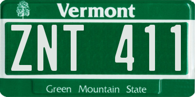 VT license plate ZNT411