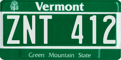 VT license plate ZNT412