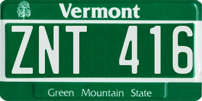 VT license plate ZNT416