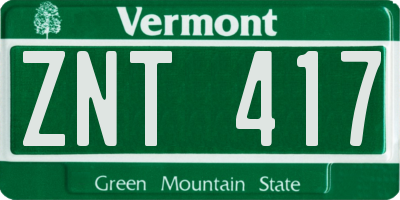 VT license plate ZNT417