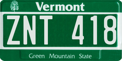 VT license plate ZNT418