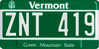 VT license plate ZNT419