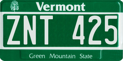 VT license plate ZNT425