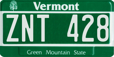 VT license plate ZNT428