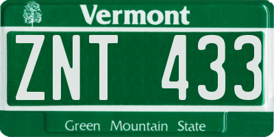 VT license plate ZNT433