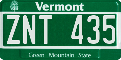 VT license plate ZNT435