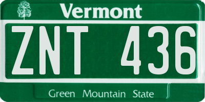 VT license plate ZNT436