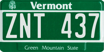 VT license plate ZNT437