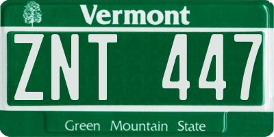 VT license plate ZNT447