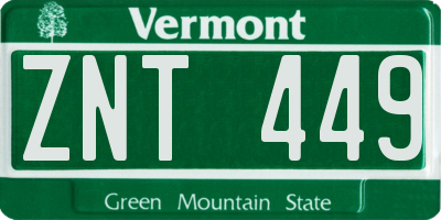VT license plate ZNT449