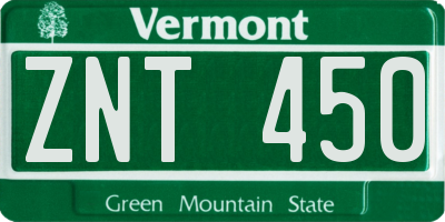 VT license plate ZNT450