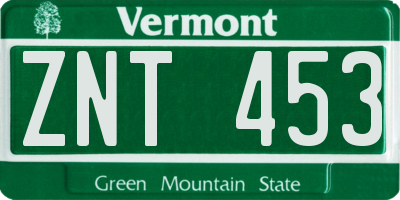 VT license plate ZNT453