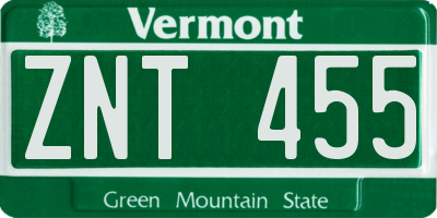 VT license plate ZNT455