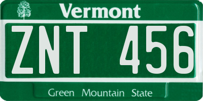 VT license plate ZNT456
