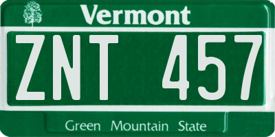 VT license plate ZNT457