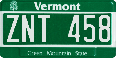 VT license plate ZNT458