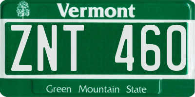 VT license plate ZNT460