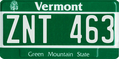 VT license plate ZNT463