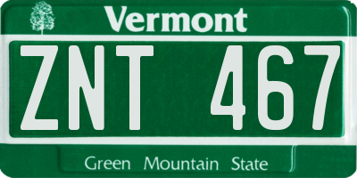 VT license plate ZNT467