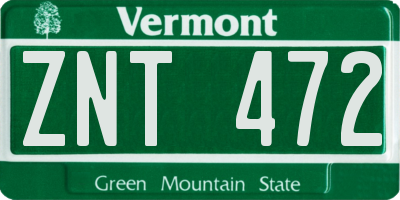 VT license plate ZNT472