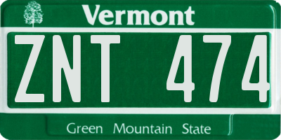 VT license plate ZNT474
