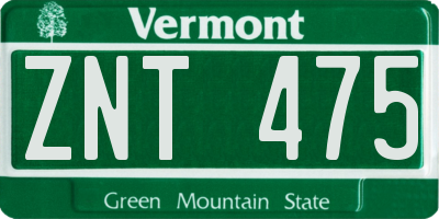 VT license plate ZNT475