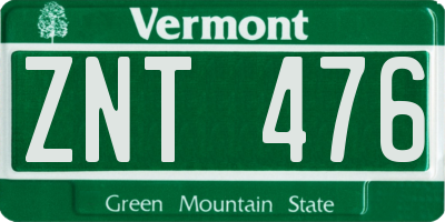 VT license plate ZNT476
