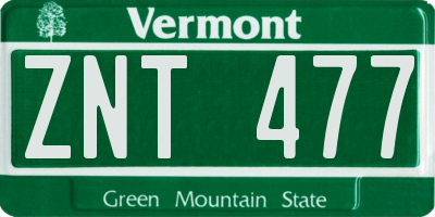 VT license plate ZNT477
