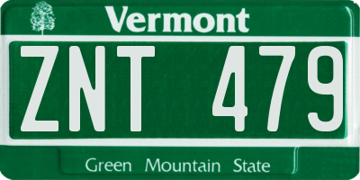 VT license plate ZNT479