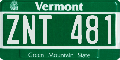 VT license plate ZNT481