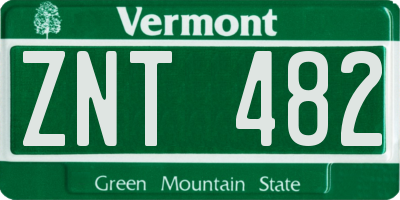 VT license plate ZNT482