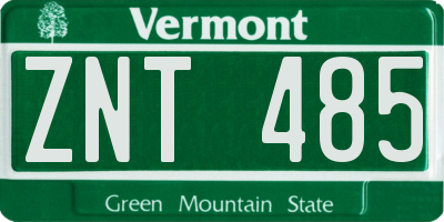 VT license plate ZNT485
